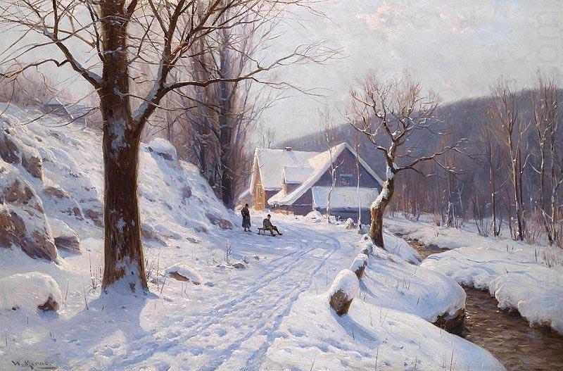 Rodeln an einem sonnigen Wintertag, Walter Moras